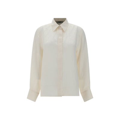 Fendi White Silk Pattern Shirt
