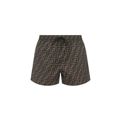 Fendi Brown Polyester Swim Shorts