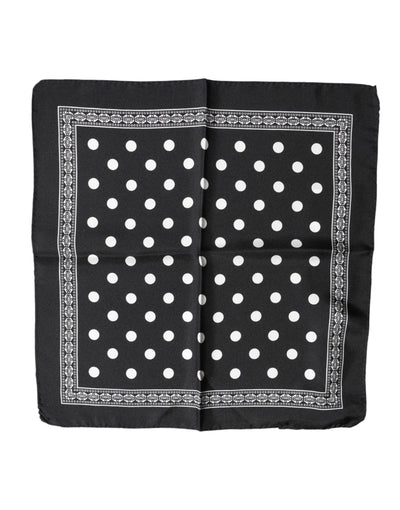 Dolce & Gabbana Black Polka Dot Square Handkerchief Scarf