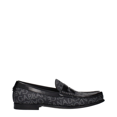 Dolce & Gabbana Black Fabric Slip-On Loafers
