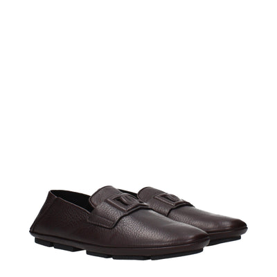 Dolce & Gabbana Brown Leather Slip-On Loafers