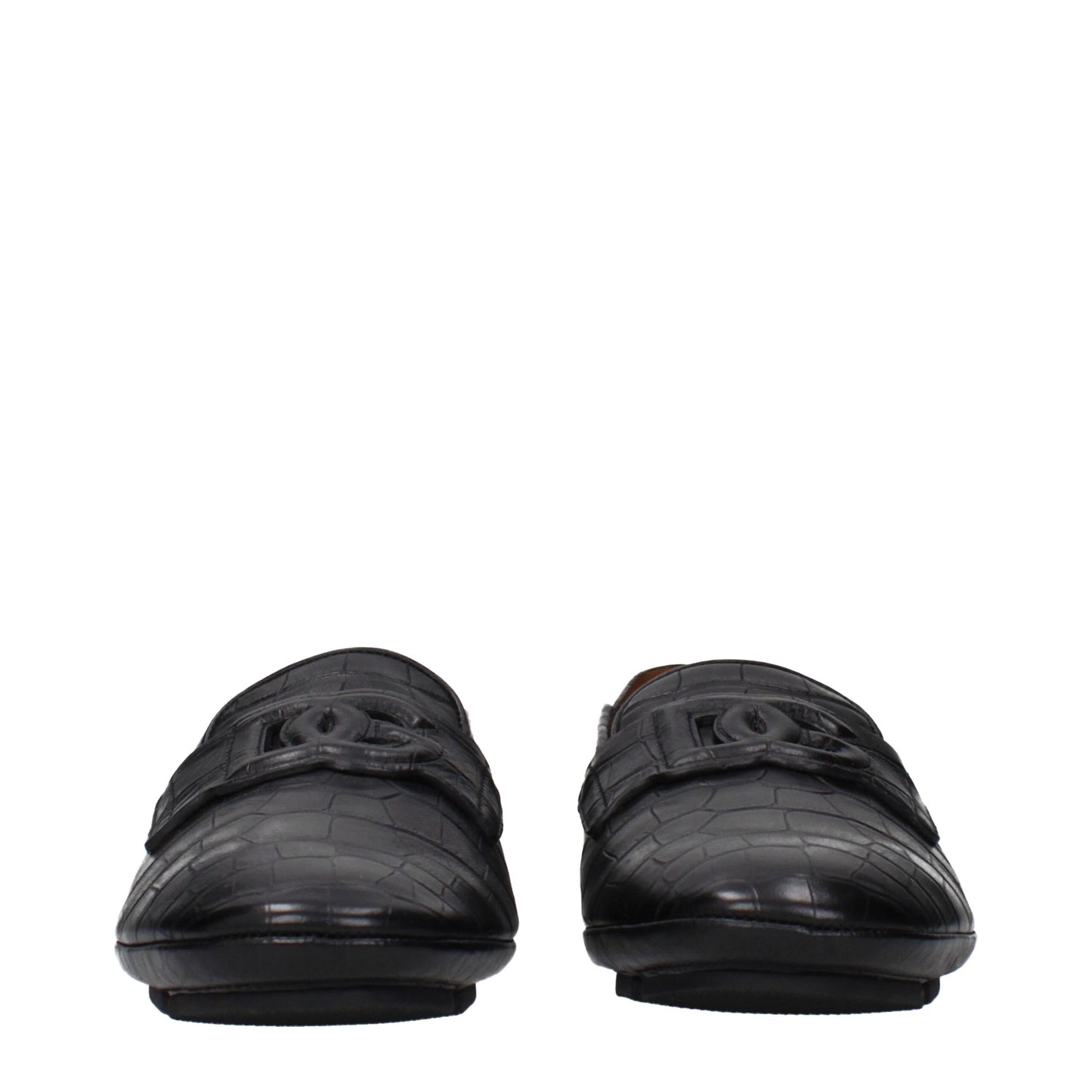 Dolce & Gabbana Black Leather Slip-On Loafers