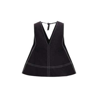 Ganni Black Elastane Top