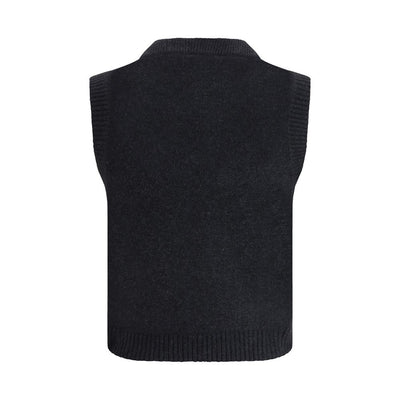 Ganni Black Wool Sleeveles Sweater