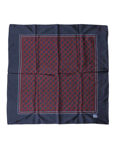 Dolce & Gabbana Blue Red Patterned Silk Square Foulard Scarf