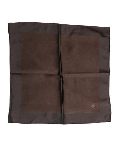 Dolce & Gabbana Brown Logo Silk Square Handkerchief Scarf