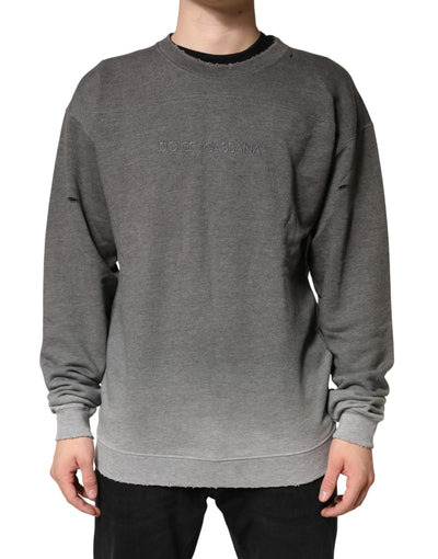 Dolce & Gabbana Gray Cotton Crew Neck Men Sweatshirt Sweater