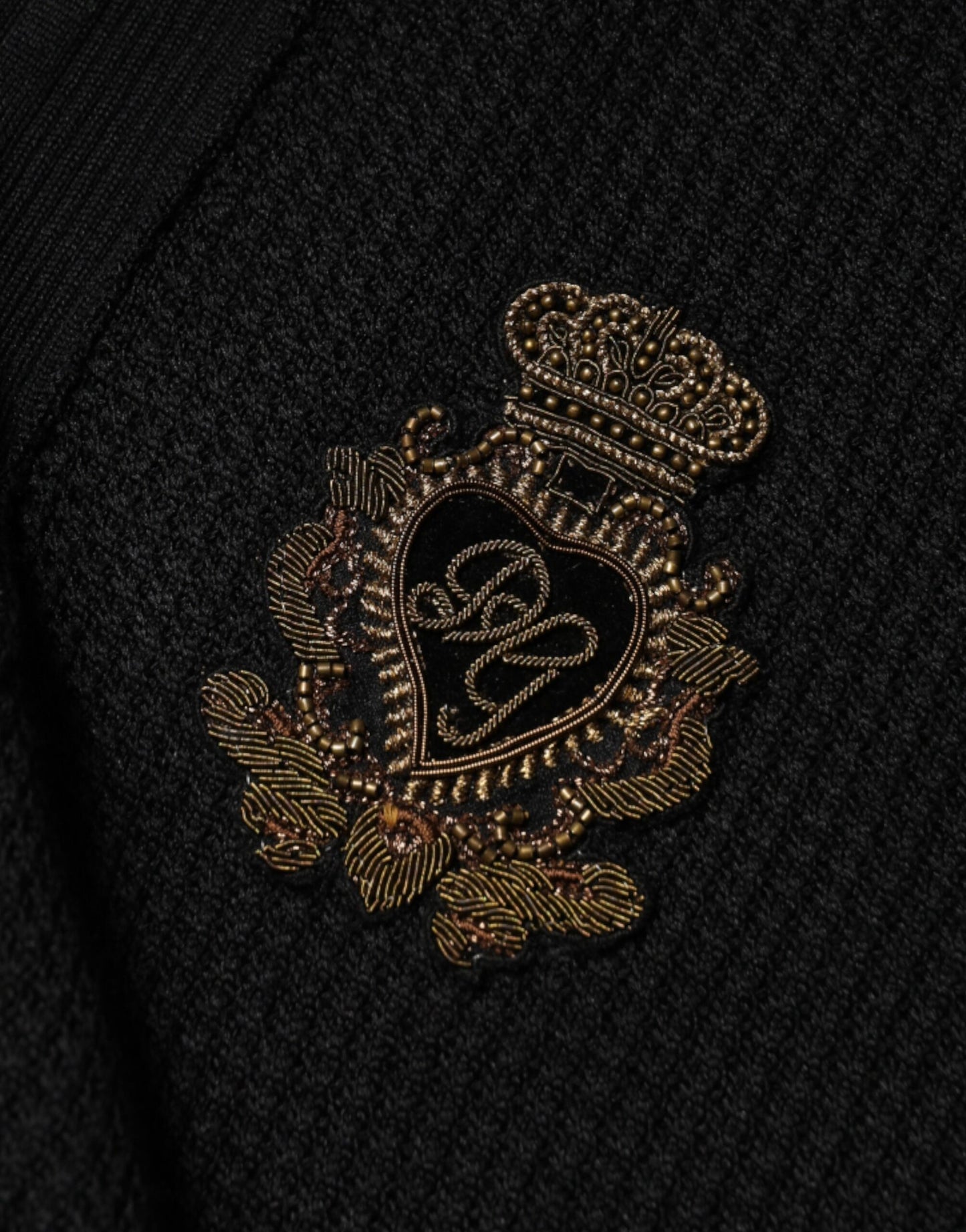 Dolce & Gabbana Black Crest Long Sleeve Men Pullover Sweater