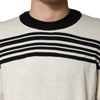 Dolce & Gabbana Black White Stripe CrewNeck Pullover Sweater