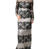 Dolce & Gabbana Black White Lace Silk Blend MaxiSheath Dress