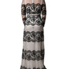 Dolce & Gabbana Black White Lace Silk Blend MaxiSheath Dress