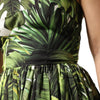 Dolce & Gabbana Green Leaves Print Cotton Halter Midi Dress