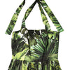 Dolce & Gabbana Green Leaves Print Cotton Halter Midi Dress