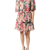 Dolce & Gabbana Multicolor Floral Silk Chiffon Pleated Mini Dress
