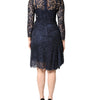 Dolce & Gabbana Blue Lace Ruffle A-line Knee Length Dress
