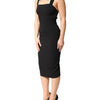 Dolce & Gabbana Black Square Neck Sleeveless Midi Dress