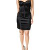 Dolce & Gabbana Black Satin Acetate Lace Eyelets Mini Dress