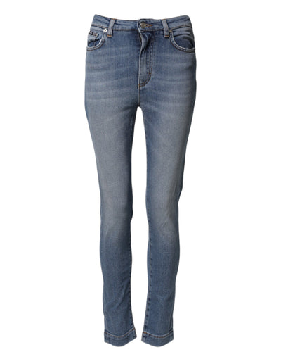 Dolce & Gabbana Blue Washed Cotton Skinny Denim Trouser Jeans
