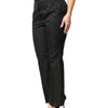 Dolce & Gabbana Black Floral Brocade High Waisted Trouser Pants
