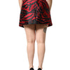 Dolce & Gabbana Black Red Jacquard High Waist Mini Skirt
