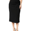 Dolce & Gabbana Black Wool High Waist Pencil Cut Midi Skirt