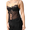 Dolce & Gabbana Black Silk Floral Lace Chemise Lingerie Top