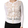 Dolce & Gabbana Cream Lace Knit Rose Button Cardigan Sweater