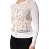 Dolce & Gabbana Cream Lace Knit Rose Button Cardigan Sweater
