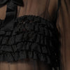 Dolce & Gabbana Black Silk Sheer Ruffle Tie-Neck Blouse Top
