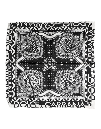 Dolce & Gabbana Black Bandana Print Silk Neck Foulard Scarf