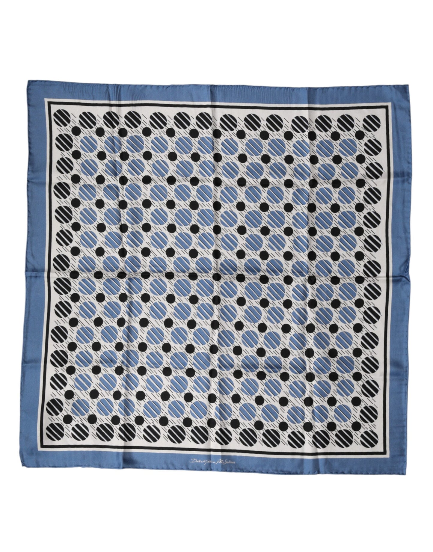 Dolce & Gabbana Blue Dotted Silk Square Foulard 66cm Scarf