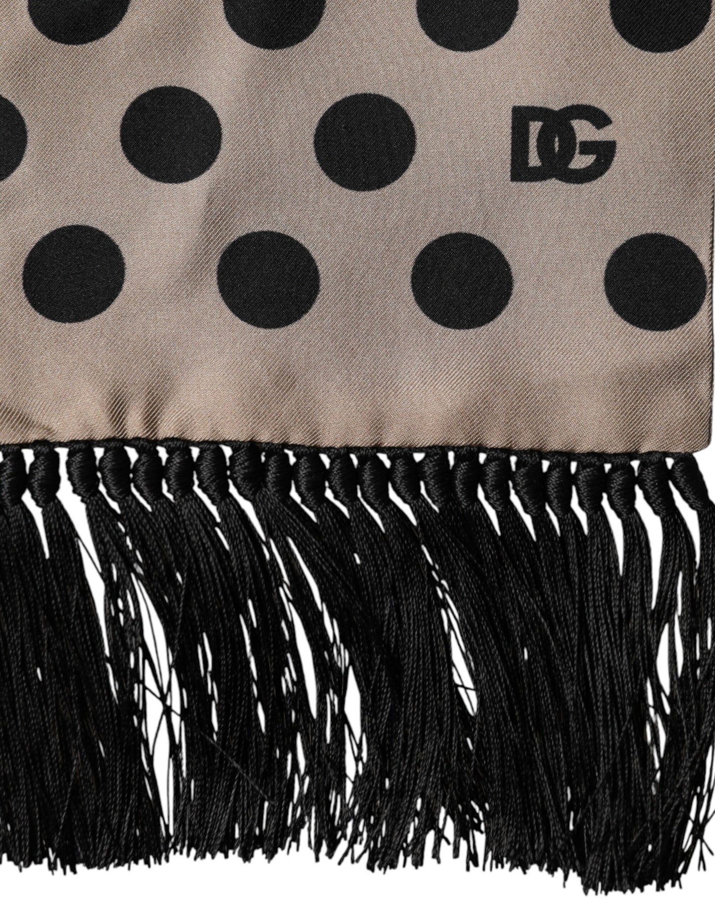 Dolce & Gabbana Brown Polka Dot Silk Fringes Foulard Scarf