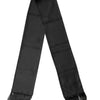 Dolce & Gabbana Black Satin Silk Fringes Neck Foulard 143.5cm x15cm Scarf