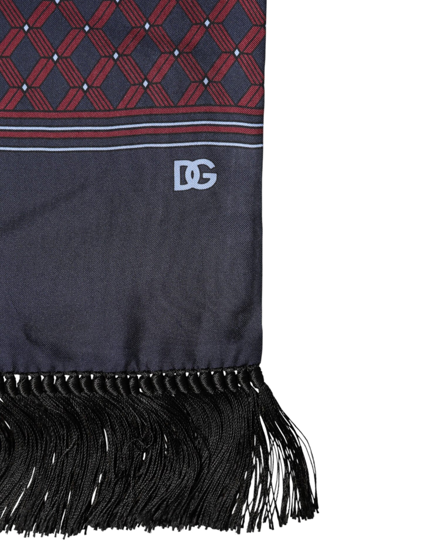 Dolce & Gabbana Maroon Patterned Fringes Wrap Foulard 138cm x 15cm Scarf