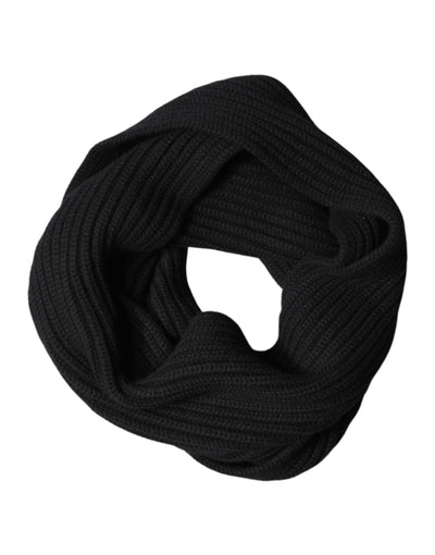 Dolce & Gabbana Black Cashmere Knit Neck Wrap Shawl 202cm x 26cm  Scarf