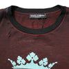Dolce & Gabbana Maroon DG Crown Cotton Crew Neck Men T-shirt