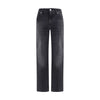7FOR Black Cotton Straight-Leg Jeans