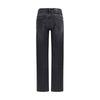 7FOR Black Cotton Straight-Leg Jeans
