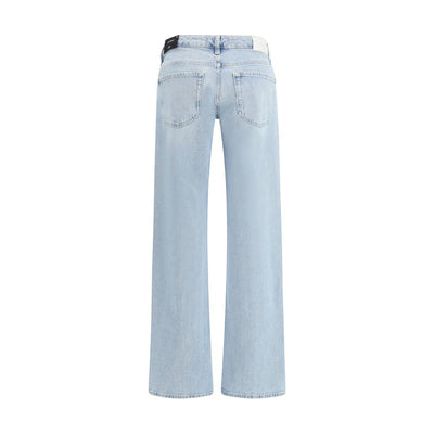 7FOR Light Blue Cotton Straight-Leg Jeans