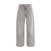 7FOR Gray Cotton Relaxed Fit Jeans