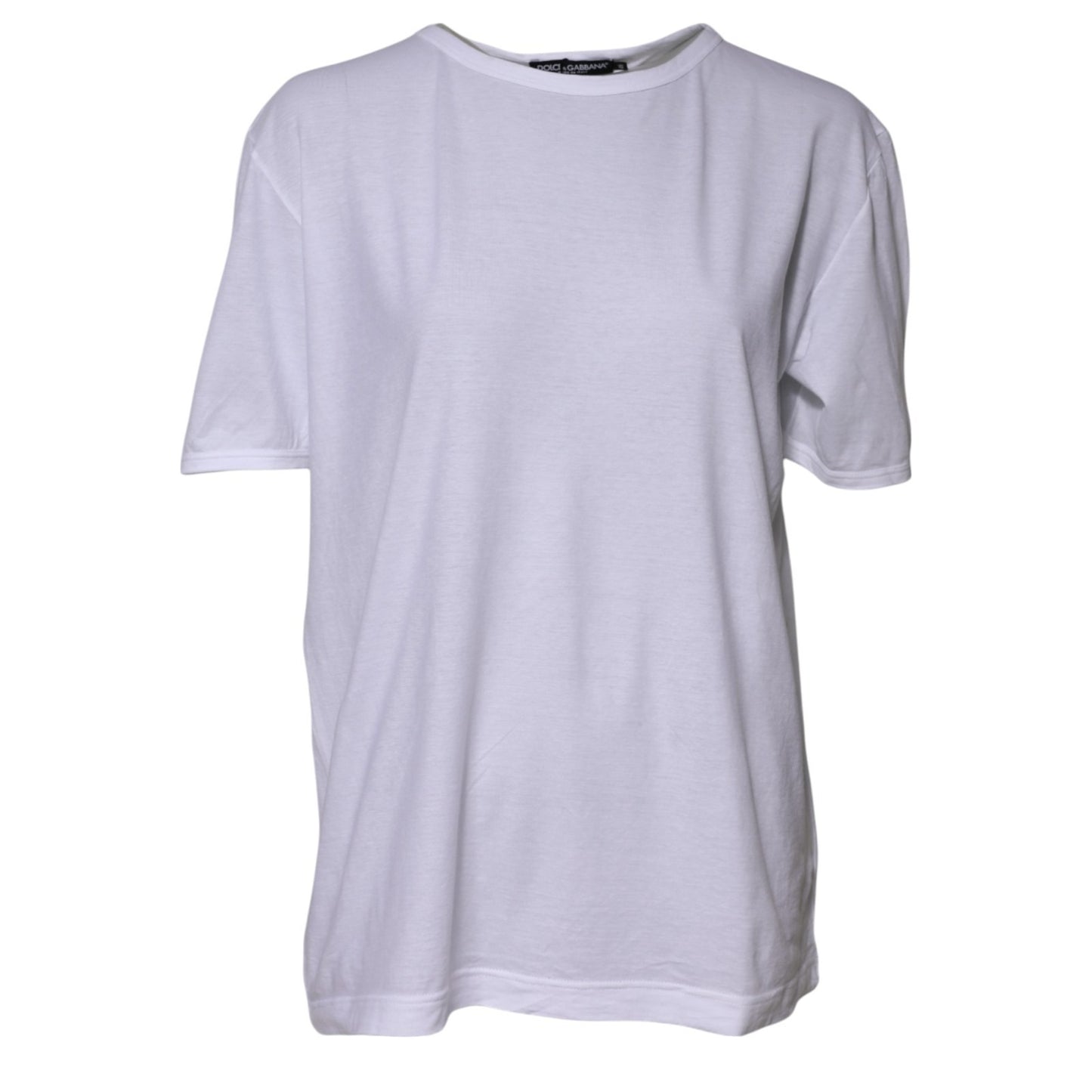 Dolce & Gabbana White Cotton Crew Neck Short Sleeves T-shirt