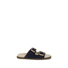 Brunello Cucinelli Black Calf Leather Bos Taurus Flat Sandals