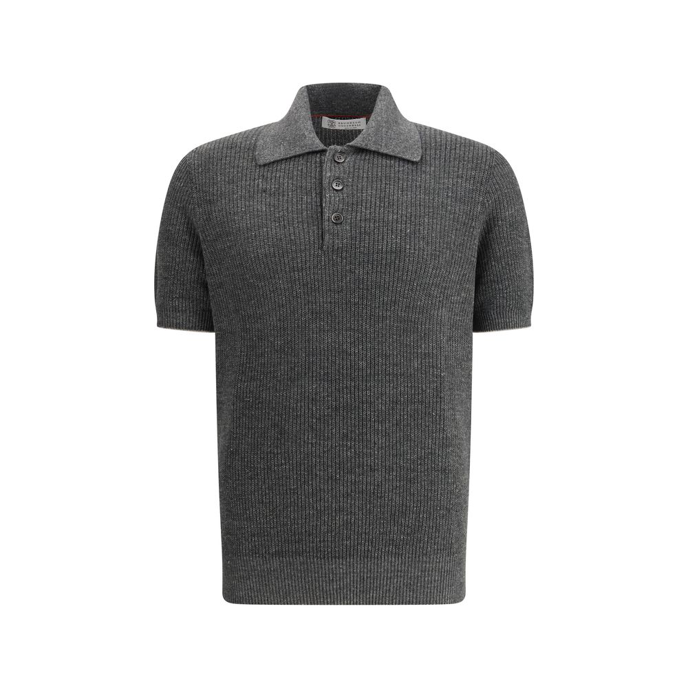 Brunello Cucinelli Gray Cotton Polo Shirt
