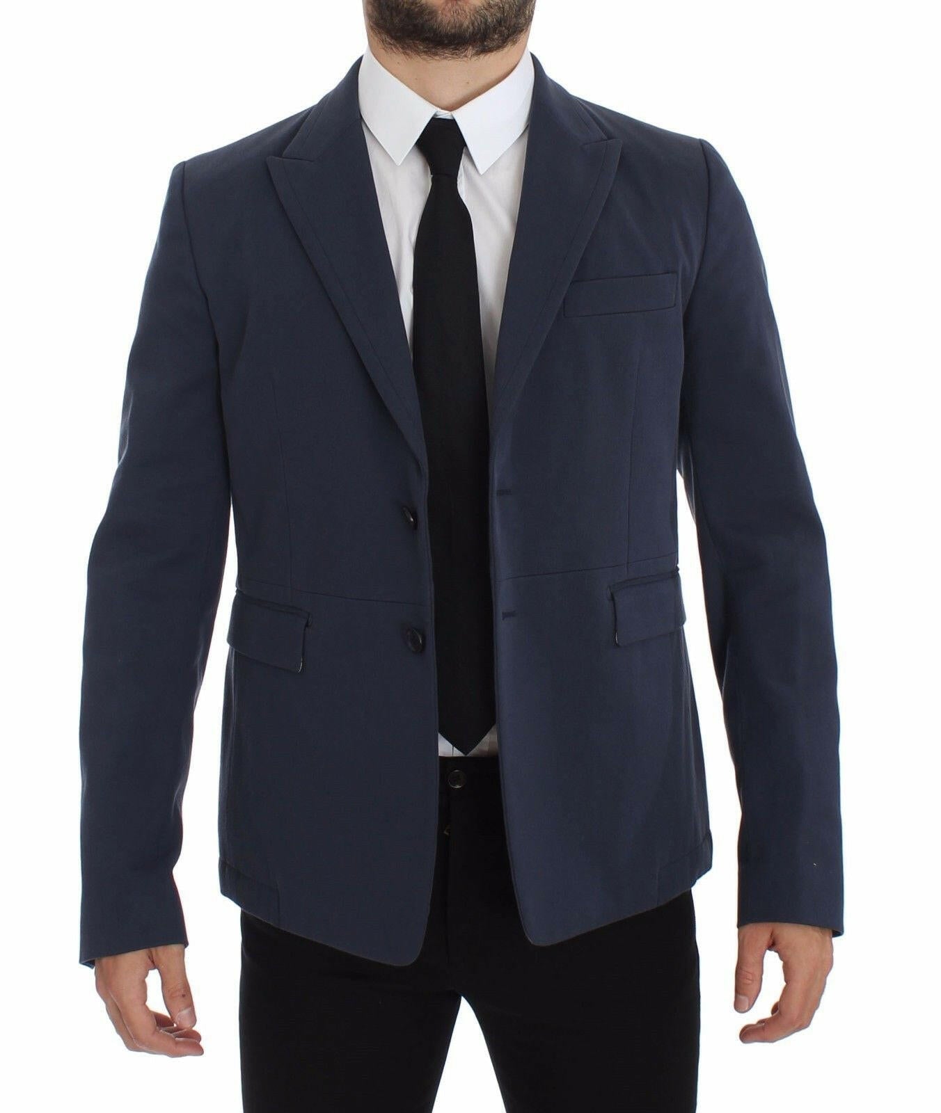 Dolce & Gabbana Blue Cotton Stretch Casual Blazer