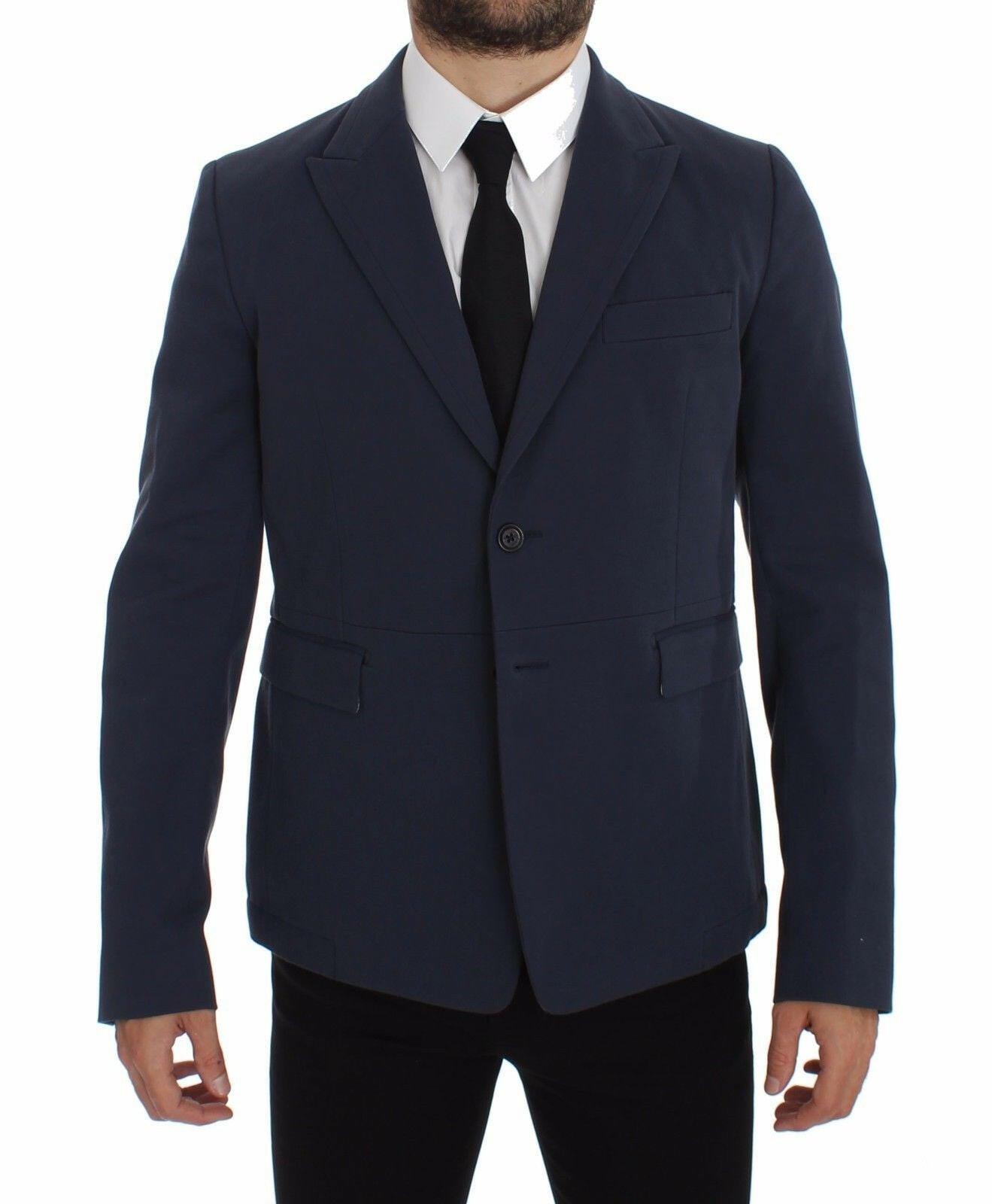 Dolce & Gabbana Blue Cotton Stretch Casual Blazer