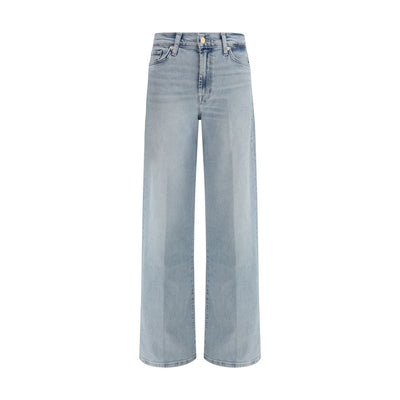 7FOR Light Blue Cotton Relaxed Fit Jeans