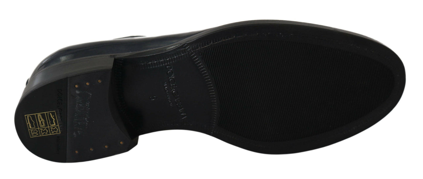 Chaussures Derby élégantes en cuir bleu Dolce &amp; Gabbana